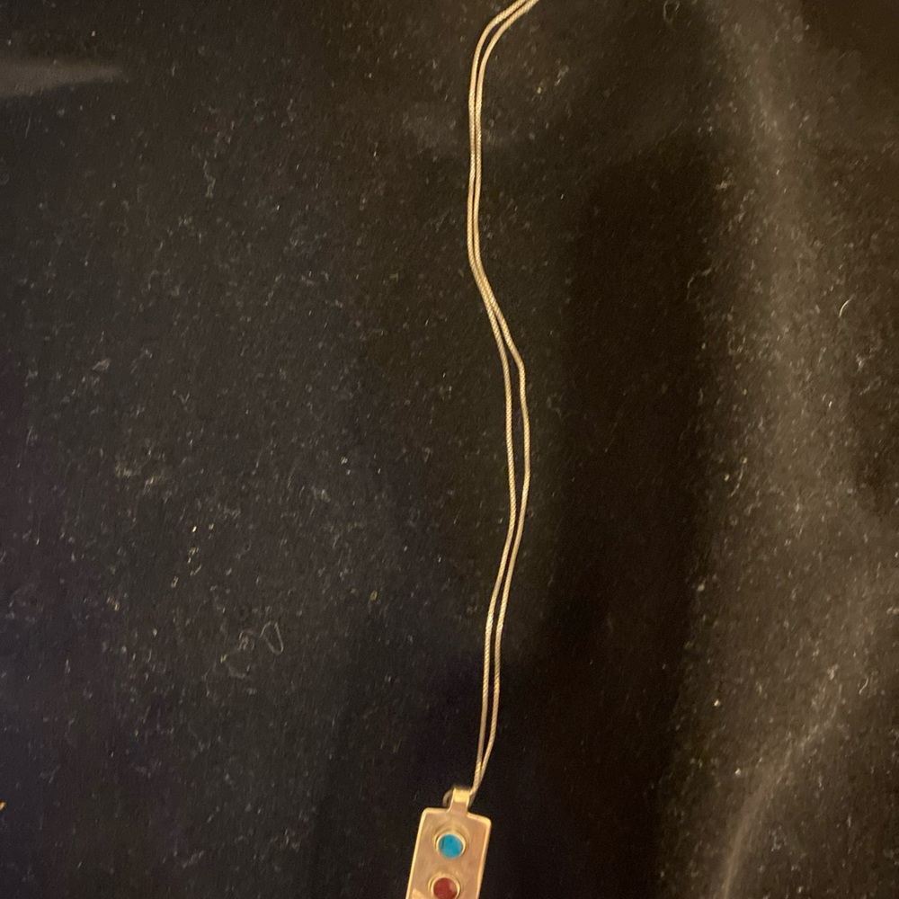 Sterling Silver (925) Gemstone Bar Pendant Necklace